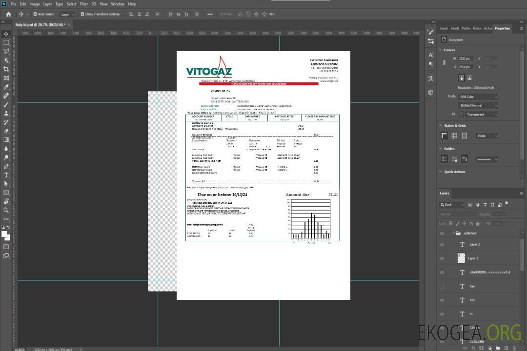 Modèle de facture de services publics pour les entreprises Vitogaz Switzerland AG, entièrement modifiable aux formats Word et PDF template Modèle de facture de services publics pour les entreprises Vitogaz Switzerland AG, entièrement modifiable aux formats Word et PDF template